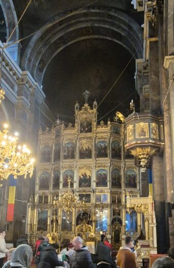 Interior of Eastern Orthodox cathedral in Iasi, Romania